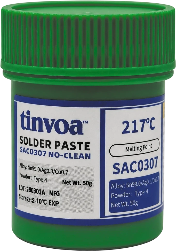tinvoa SAC0307 value lead-free solder paste — 50 g resealable jar